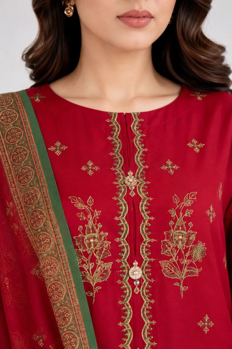 3 Piece - Embroidered Cambric Suit thumbnail