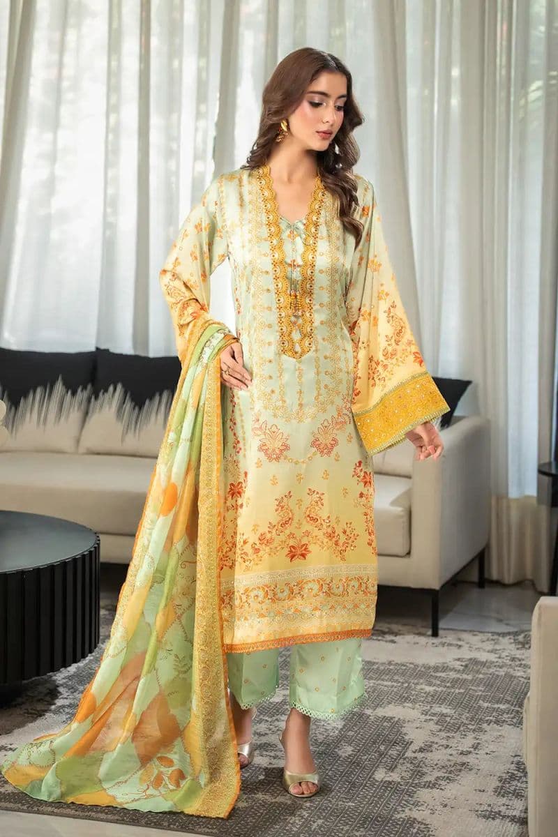 3 Piece - Embroidered Shamooz Silk Suit thumbnail