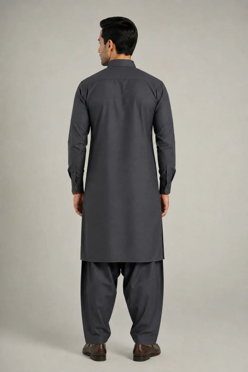 MEN'S BLENDED KAMEEZ SHALWAR – GREY thumbnail