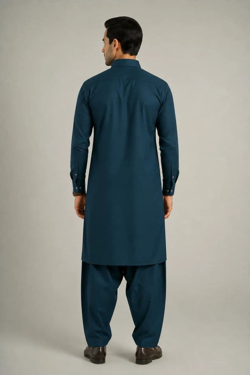 MEN'S BLENDED KAMEEZ SHALWAR – TEAL GREEN thumbnail