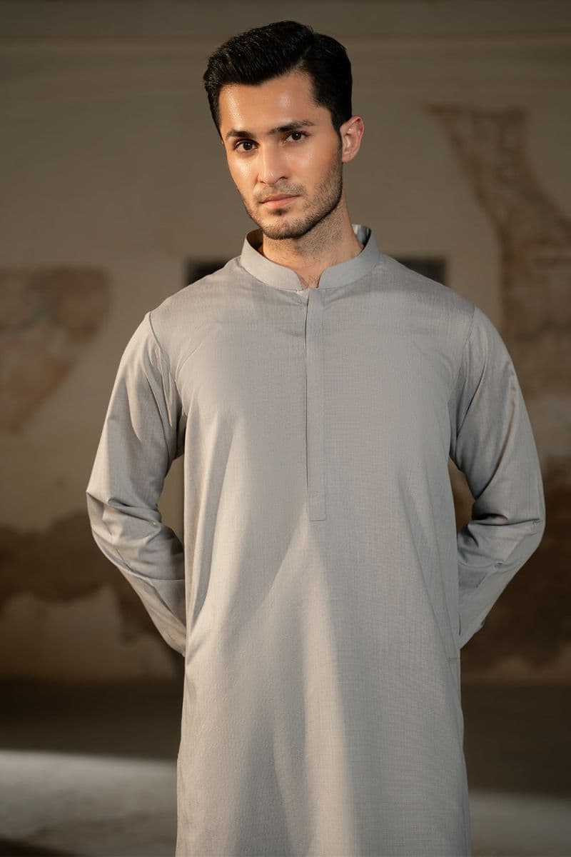 Grey Cotton Kameez Shalwar thumbnail