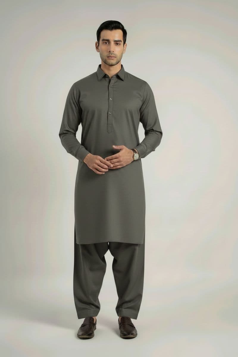 MEN'S BLENDED KAMEEZ SHALWAR – LIGHT GREEN thumbnail