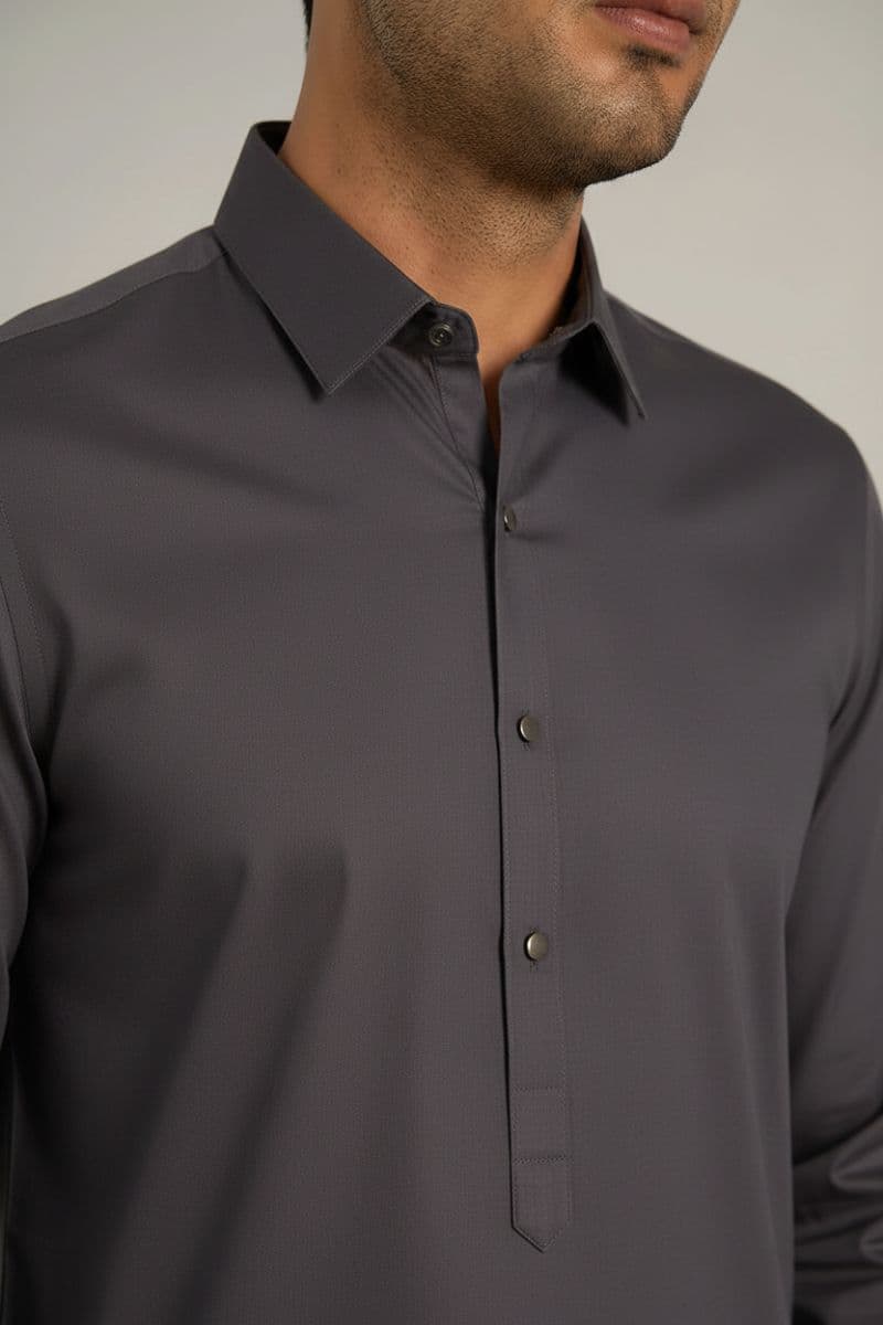 MEN'S BLENDED KAMEEZ SHALWAR – GREY thumbnail