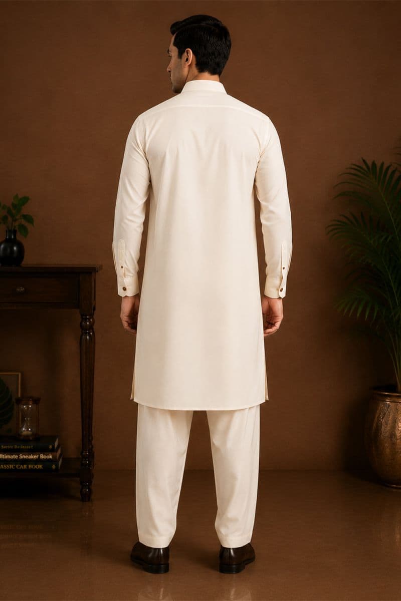Men's Blended Kameez Shalwar – CREAM thumbnail
