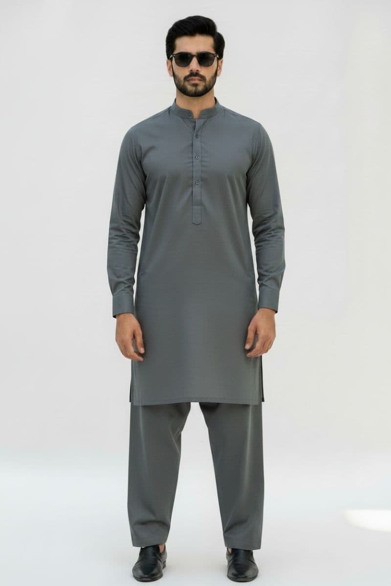 Men's Cotton Kameez Shalwar – STEEL GREY thumbnail