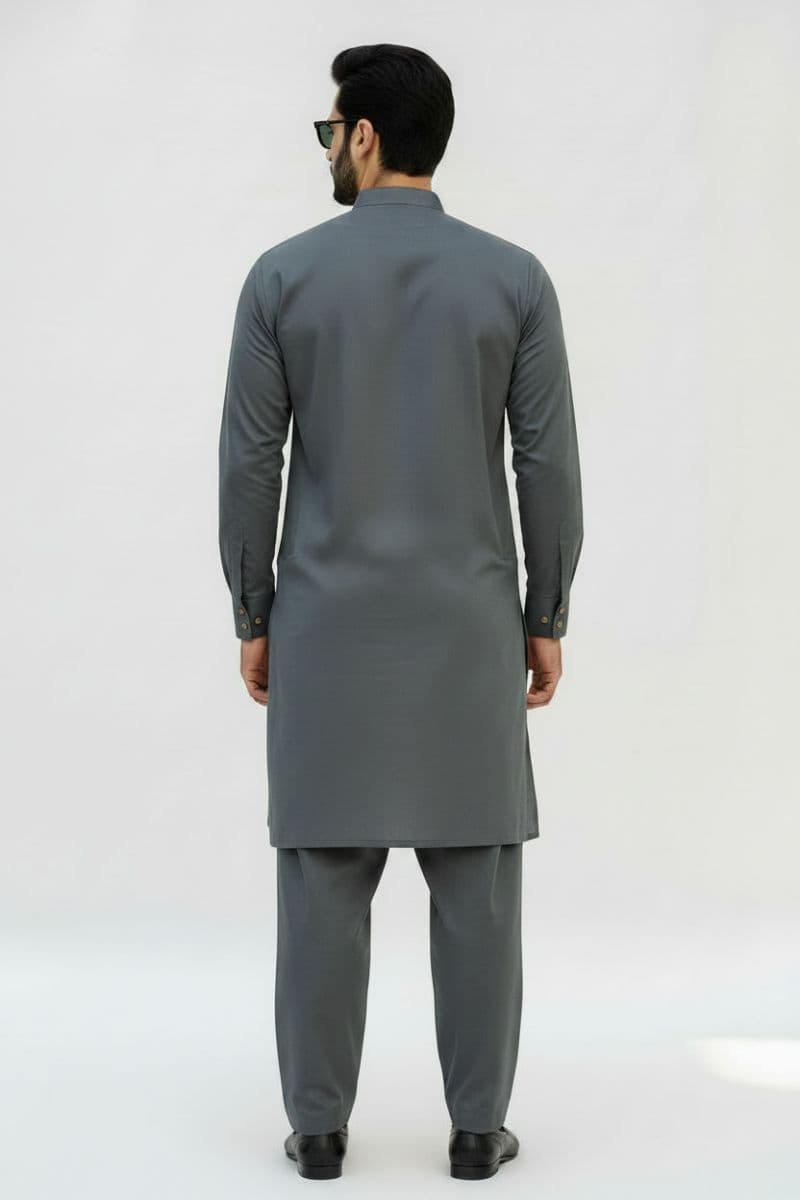Men's Cotton Kameez Shalwar – STEEL GREY thumbnail