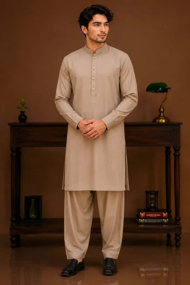 Men's Cotton Kameez Shalwar – BEIGE