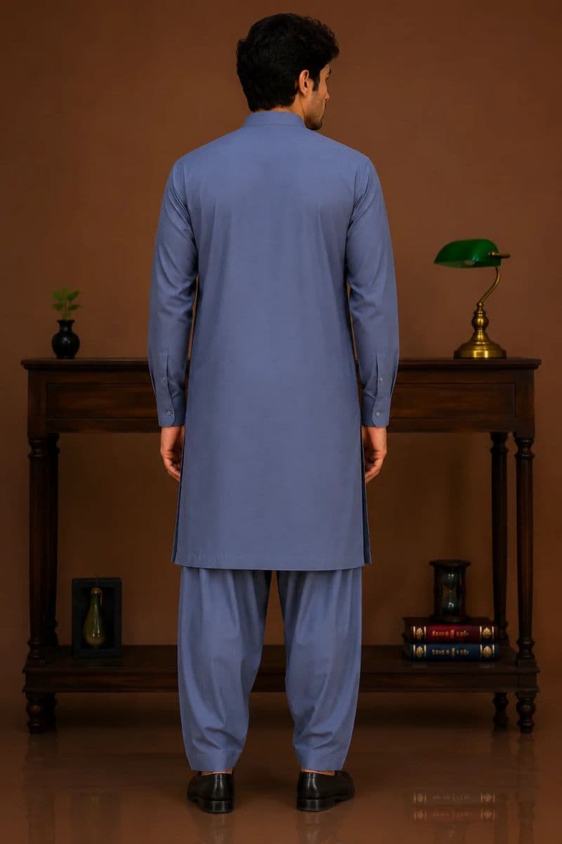 Men's Cotton Kameez Shalwar – BLUE thumbnail