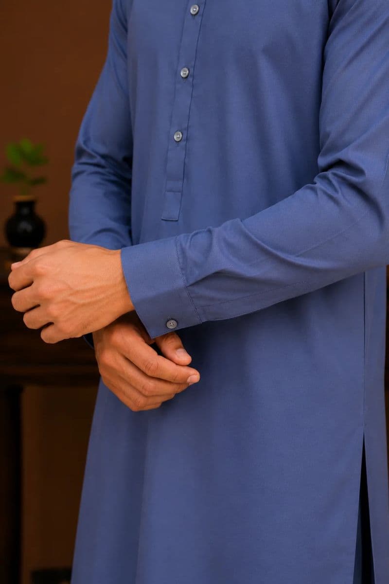 Men's Cotton Kameez Shalwar – BLUE thumbnail