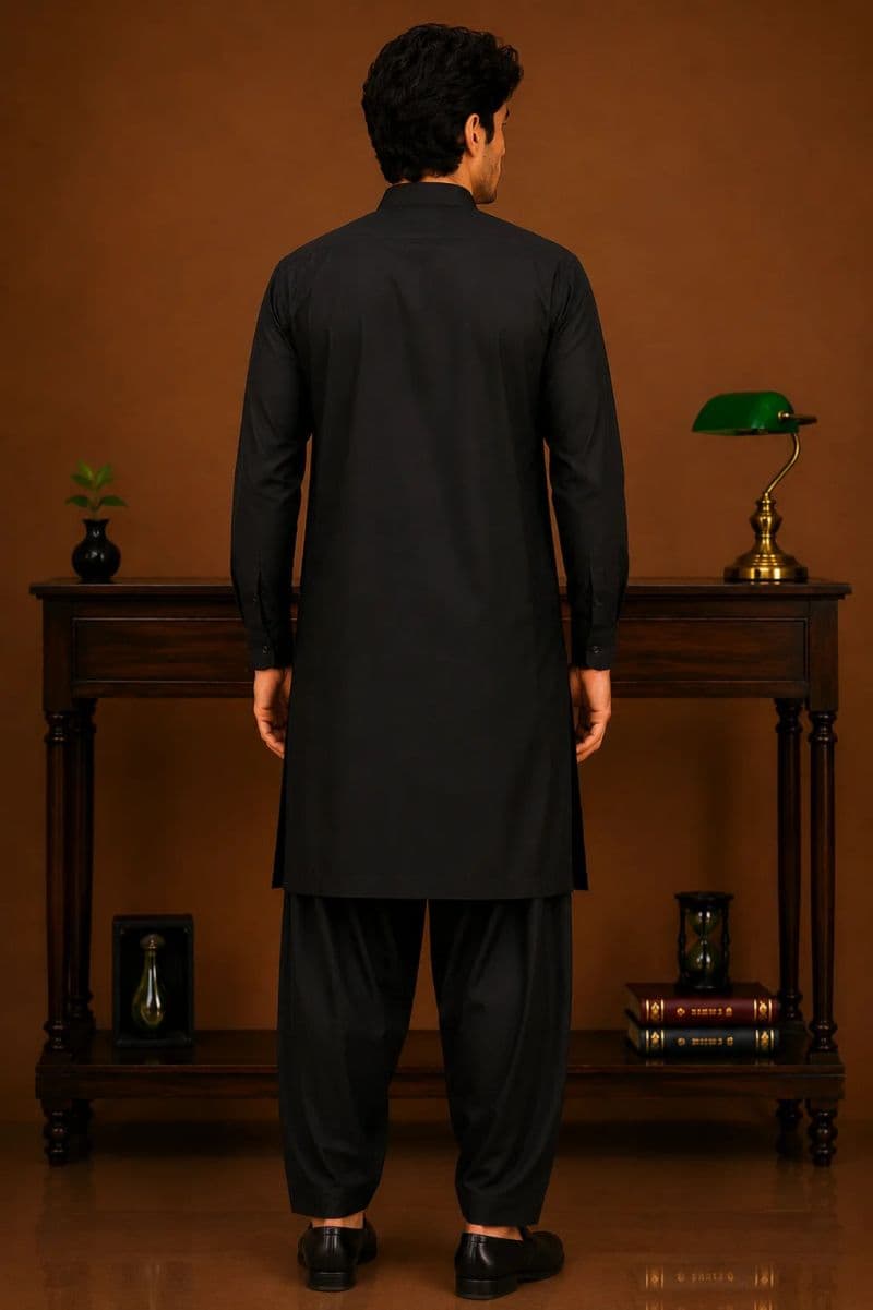 Men's Cotton Kameez Shalwar – BLACK thumbnail