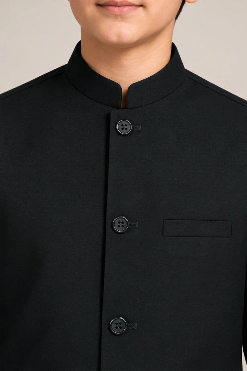 Boys Kameez Shalwar & Waistcoat Combo – dark green thumbnail