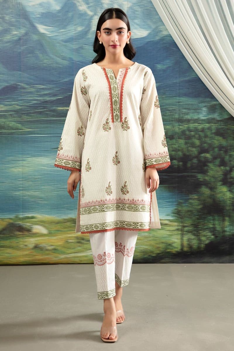 2 Pc Block Printed Cambric Stitched Suit thumbnail
