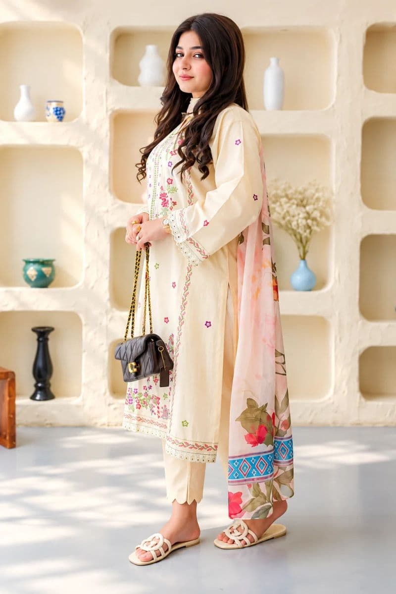 3 PIECE - EMBROIDERED CAMBRIC SUIT thumbnail