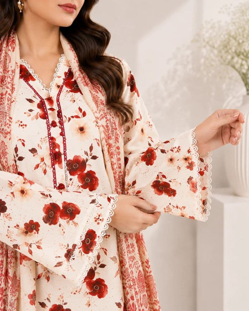 3 Piece - Printed Chikankari Suit thumbnail