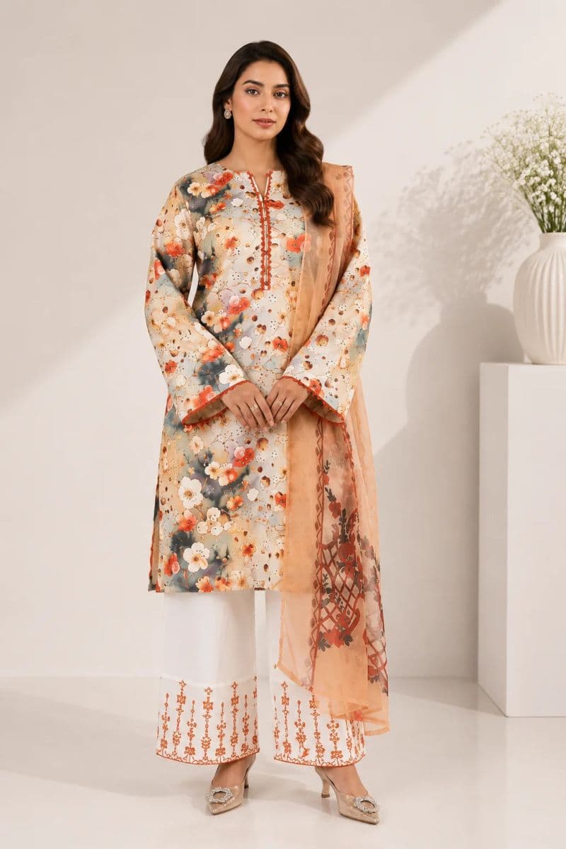 3 Piece - Printed Chikankari Suit thumbnail