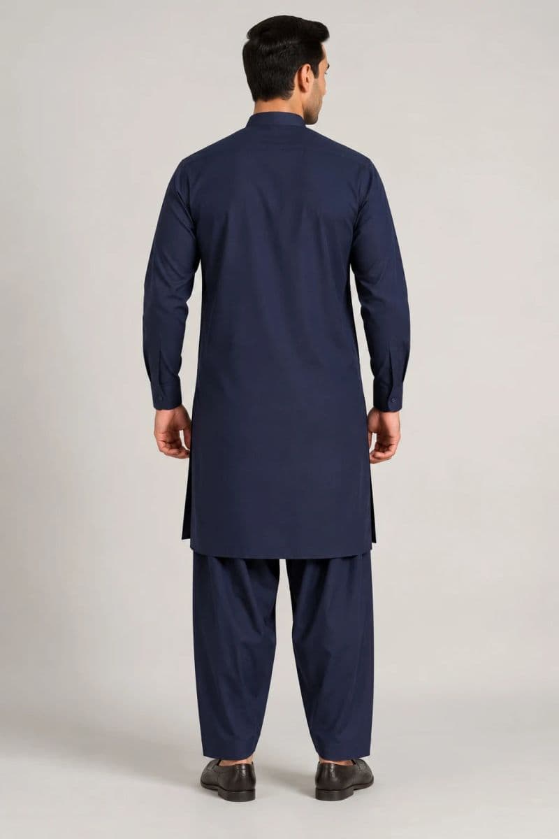 MEN'S BLENDED KAMEEZ SHALWAR – DARK BLUE thumbnail