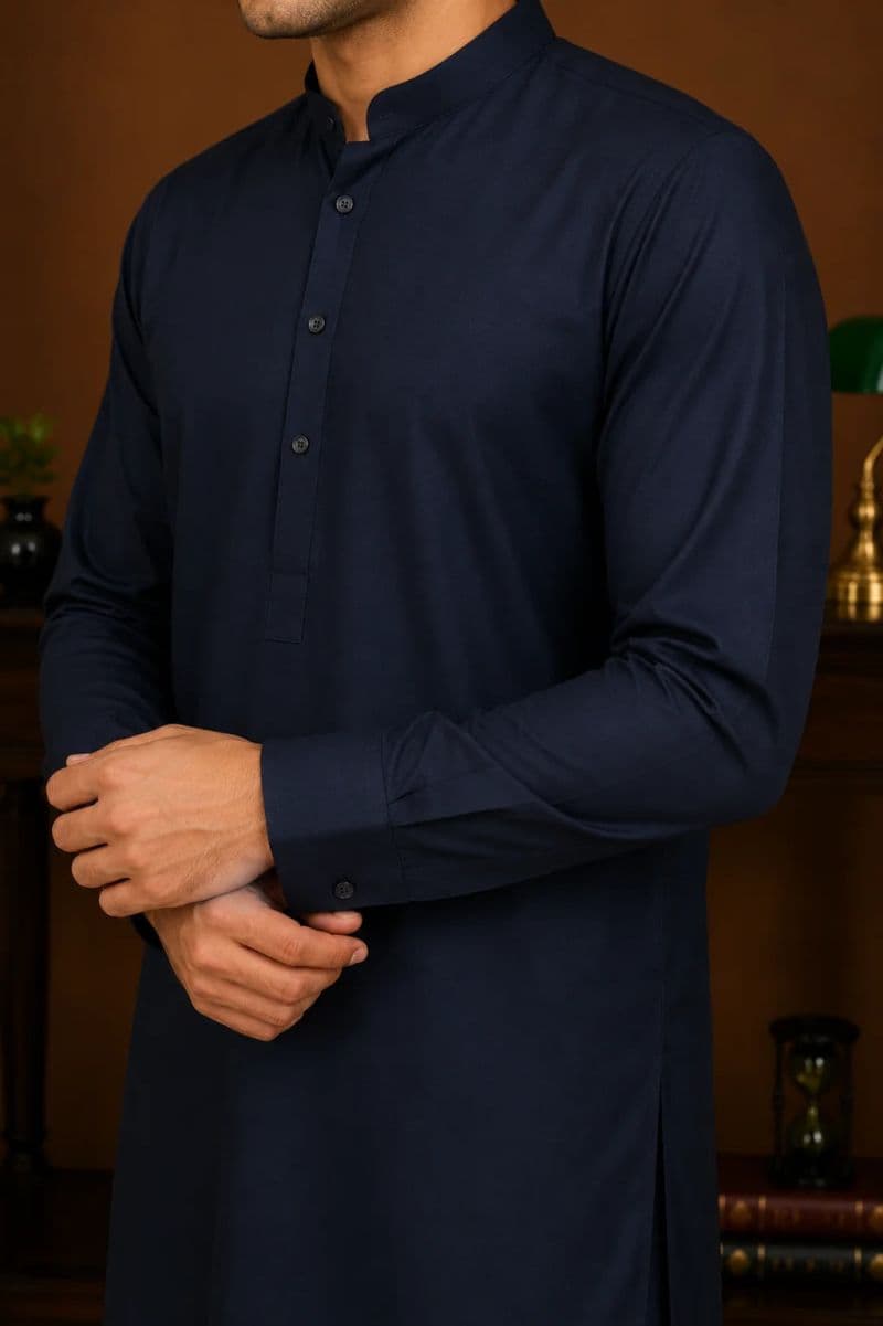Men's Cotton Kameez Shalwar – DARK BLUE thumbnail