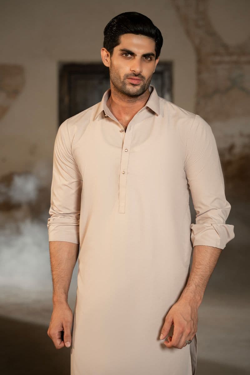 Light Fawn Blended Kameez Shalwar thumbnail