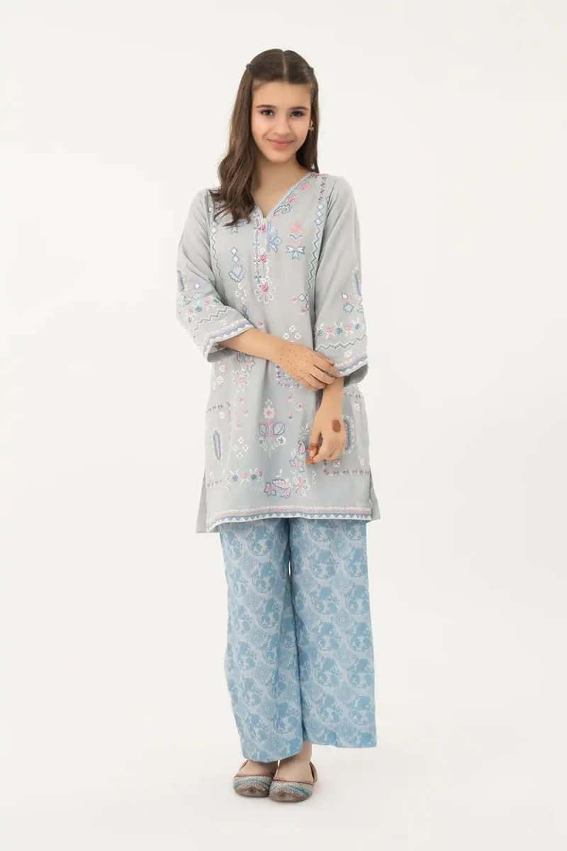 2 Piece - Embroidered Texture Suit