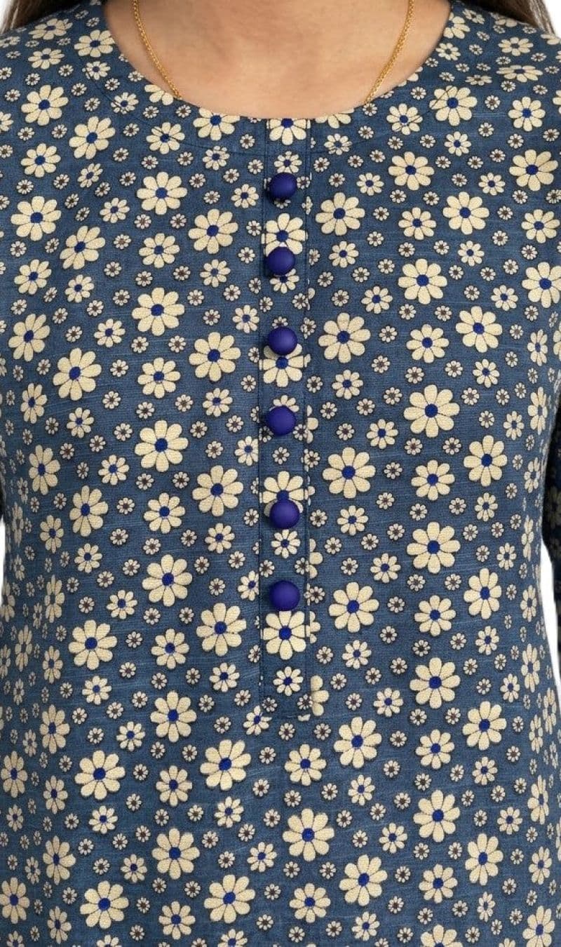 Plum Digital Lawn Lavender Colour Printed Colourful Flowers on 2 Pc stitched suit for Girls thumbnail