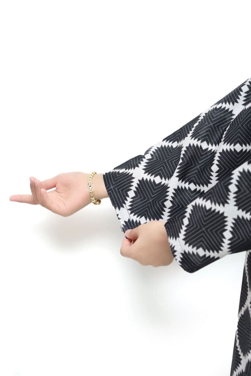 Plum Digital Lawn Black Colour Printed White Patterns On 2 Pc stitched suit for Girls thumbnail