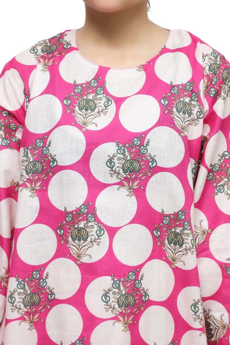 Plum Digital Lawn Pink Colour Printed Beige Green Flowers On 2 Pc stitched suit for Girls. - alternate view