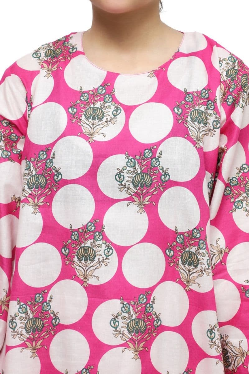 Plum Digital Lawn Pink Colour Printed Beige Green Flowers On 2 Pc stitched suit for Girls. thumbnail