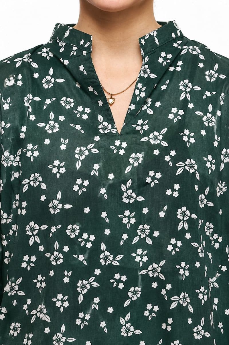 Plum Khaddar Teal Colour printed Off White flowers embroidered with Light Green threads on 2pc stitched suit for Girls thumbnail
