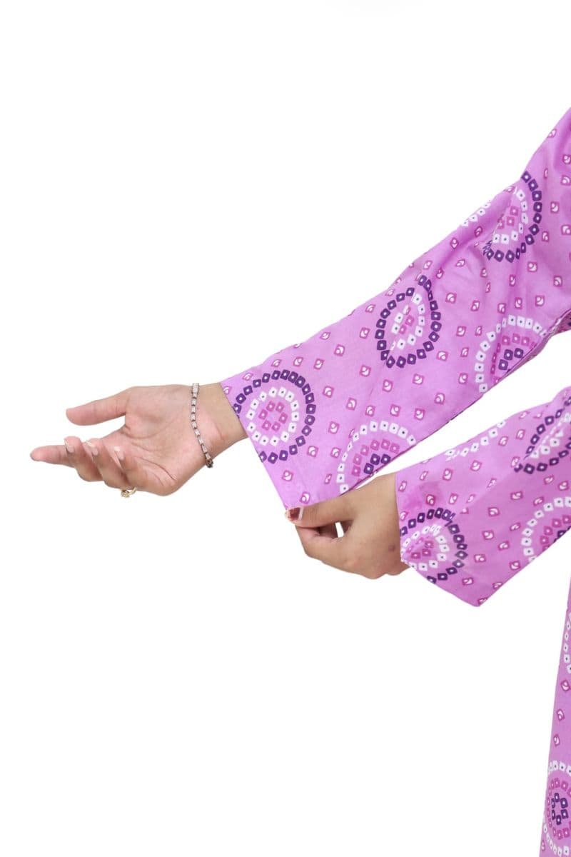 Plum Digital Lawn Purple Colour Printed White & Dark Purple Patterns On 2 Pc stitched suit for Girls. thumbnail