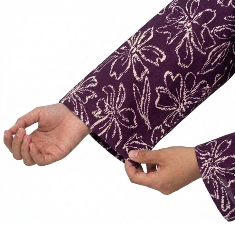 Plum Khaddar Purple Colour printed White Flowers embroidered with White threads on 2pc stitched suit for Girls thumbnail
