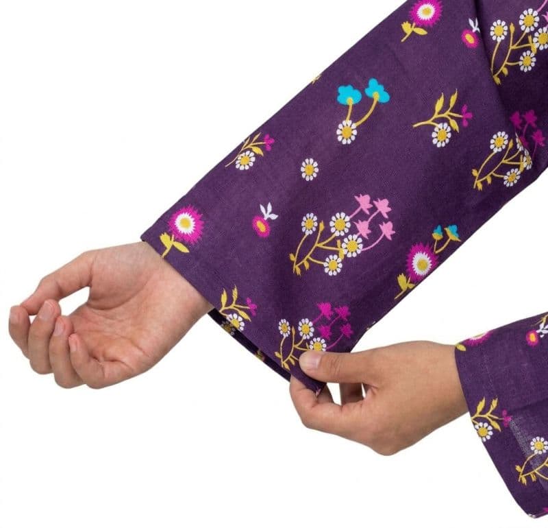 Plum Khaddar Dark Purple colour printed Purple Blue White Flowers with Yellow buttons on 2pc stitched suit for Girls thumbnail