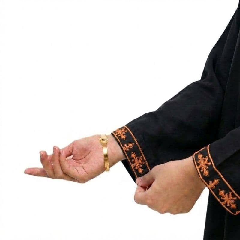 Plum Khaddar Black Colour embroidered with Rust Threads on 2pc stitched suit for Girls. thumbnail