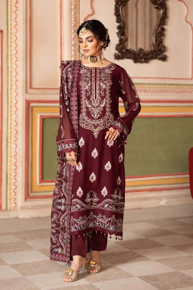Embroidered Chiffon Unstitched Suit - alternate view