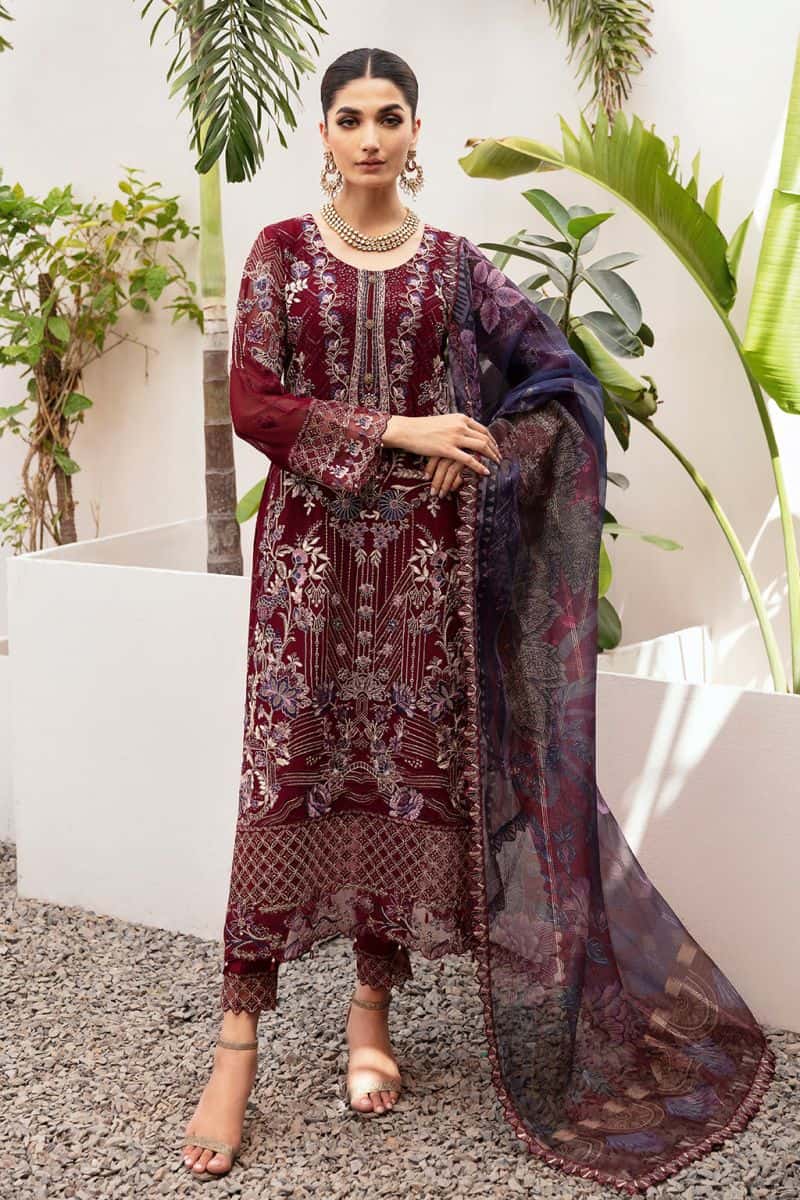 Embroidered Chiffon Unstitched Suit