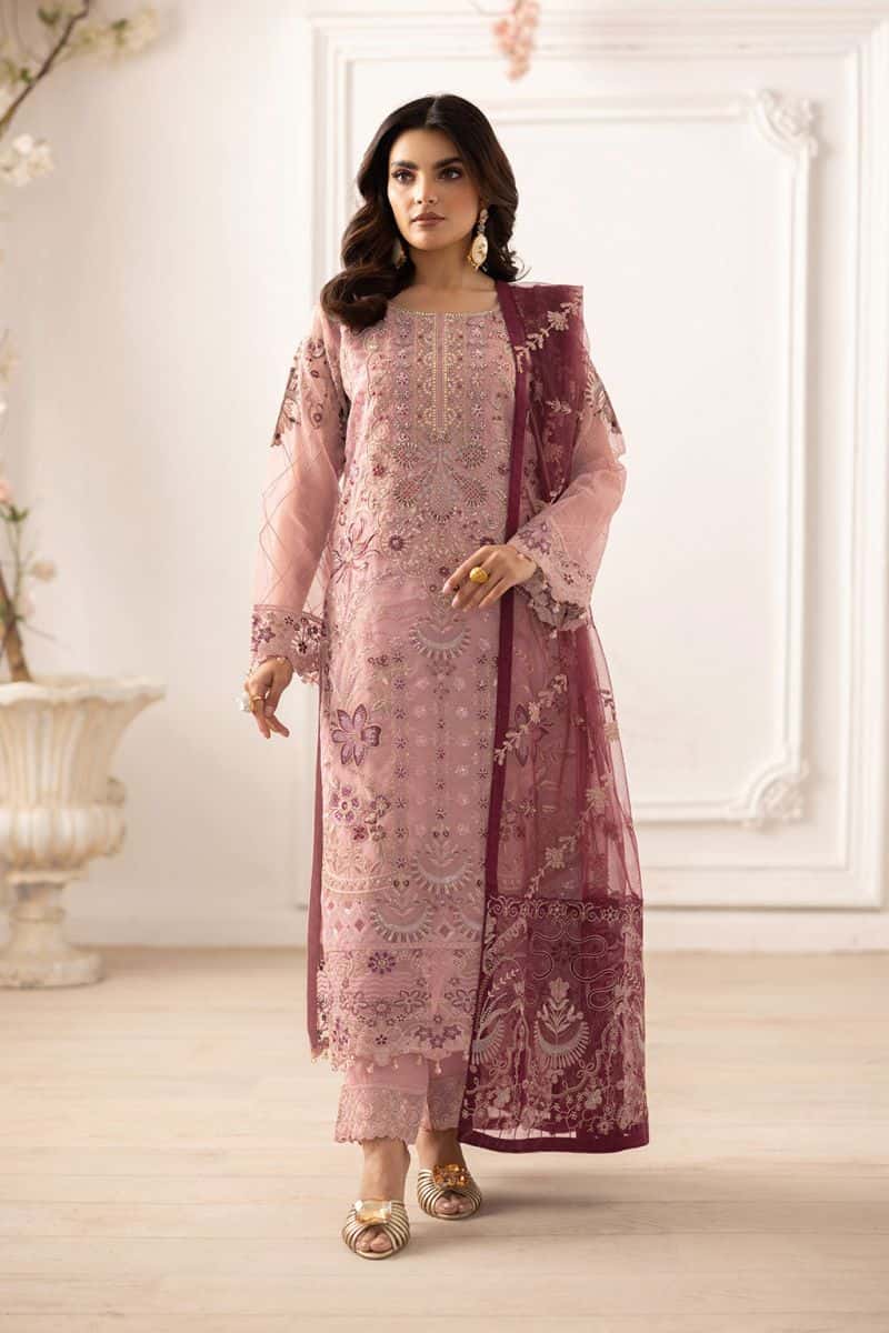 Embroidered Silk Unstitched Suit - alternate view