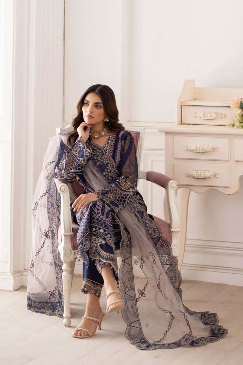 Embroidered Silk Unstitched Suit - alternate view