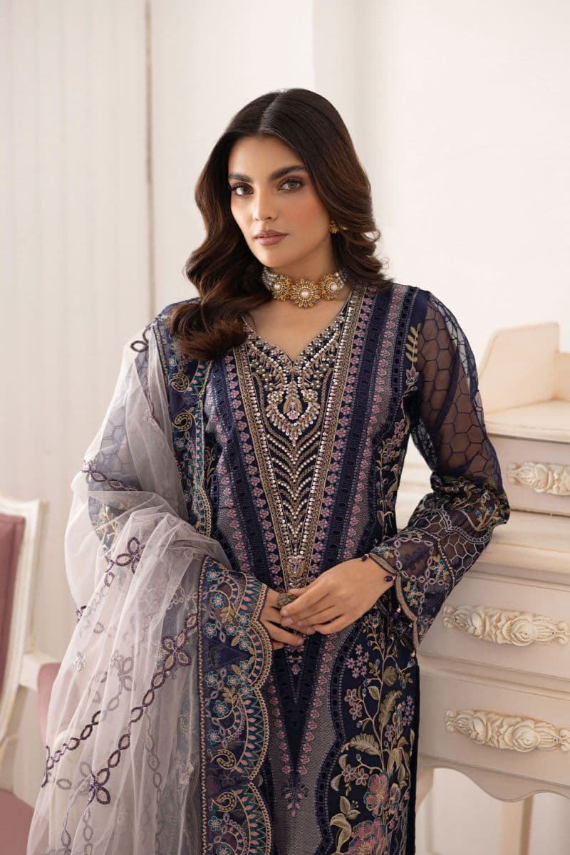 Embroidered Silk Unstitched Suit thumbnail