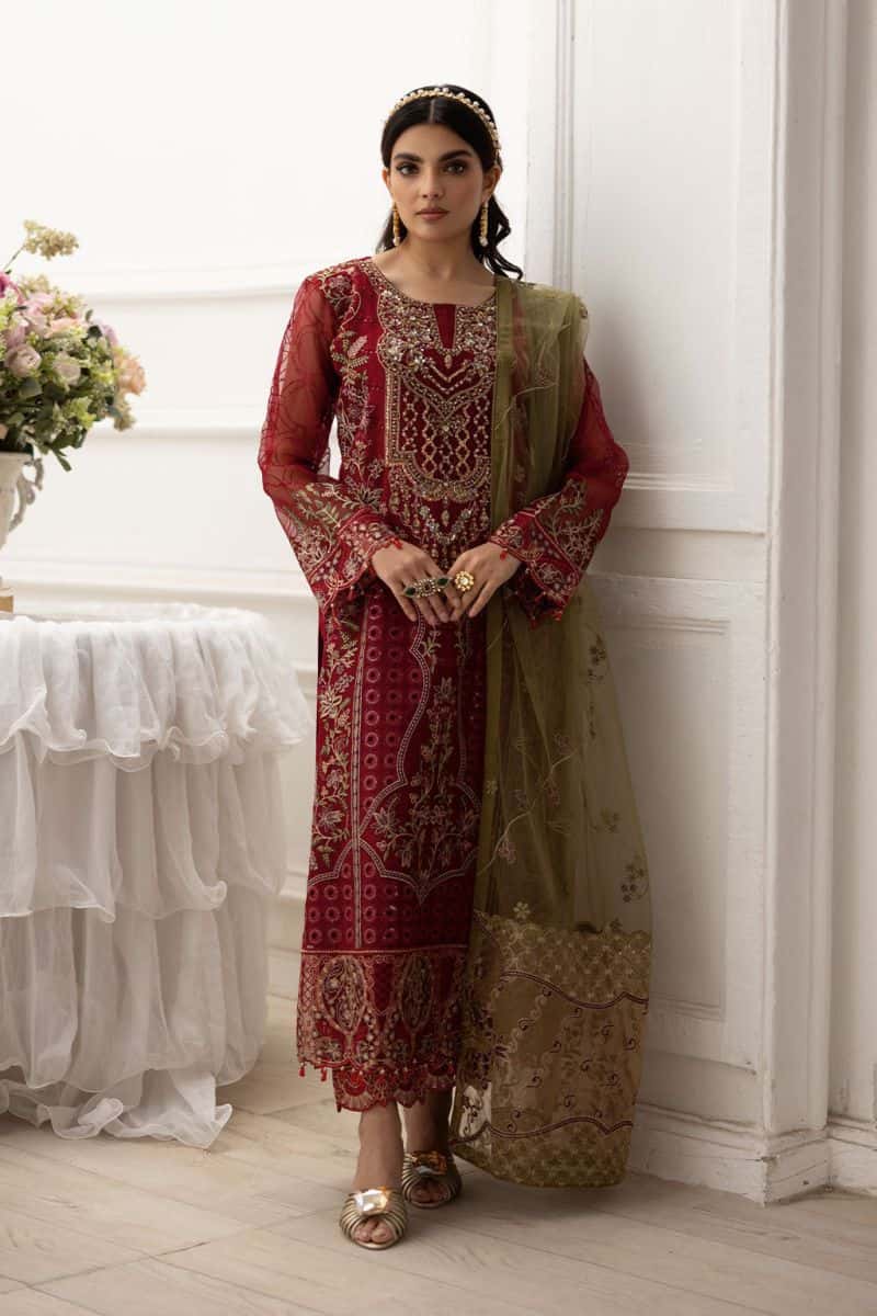 Embroidered Silk Unstitched Suit - alternate view