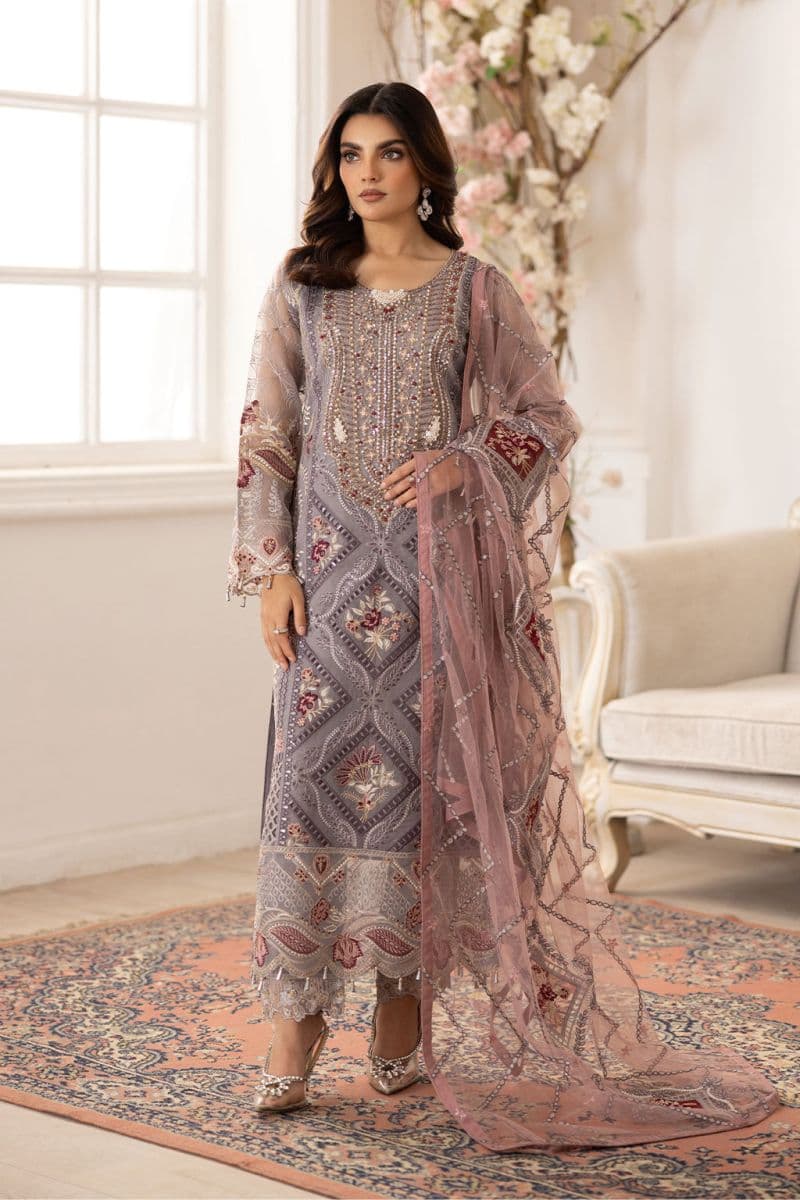 Embroidered Silk Unstitched Suit thumbnail