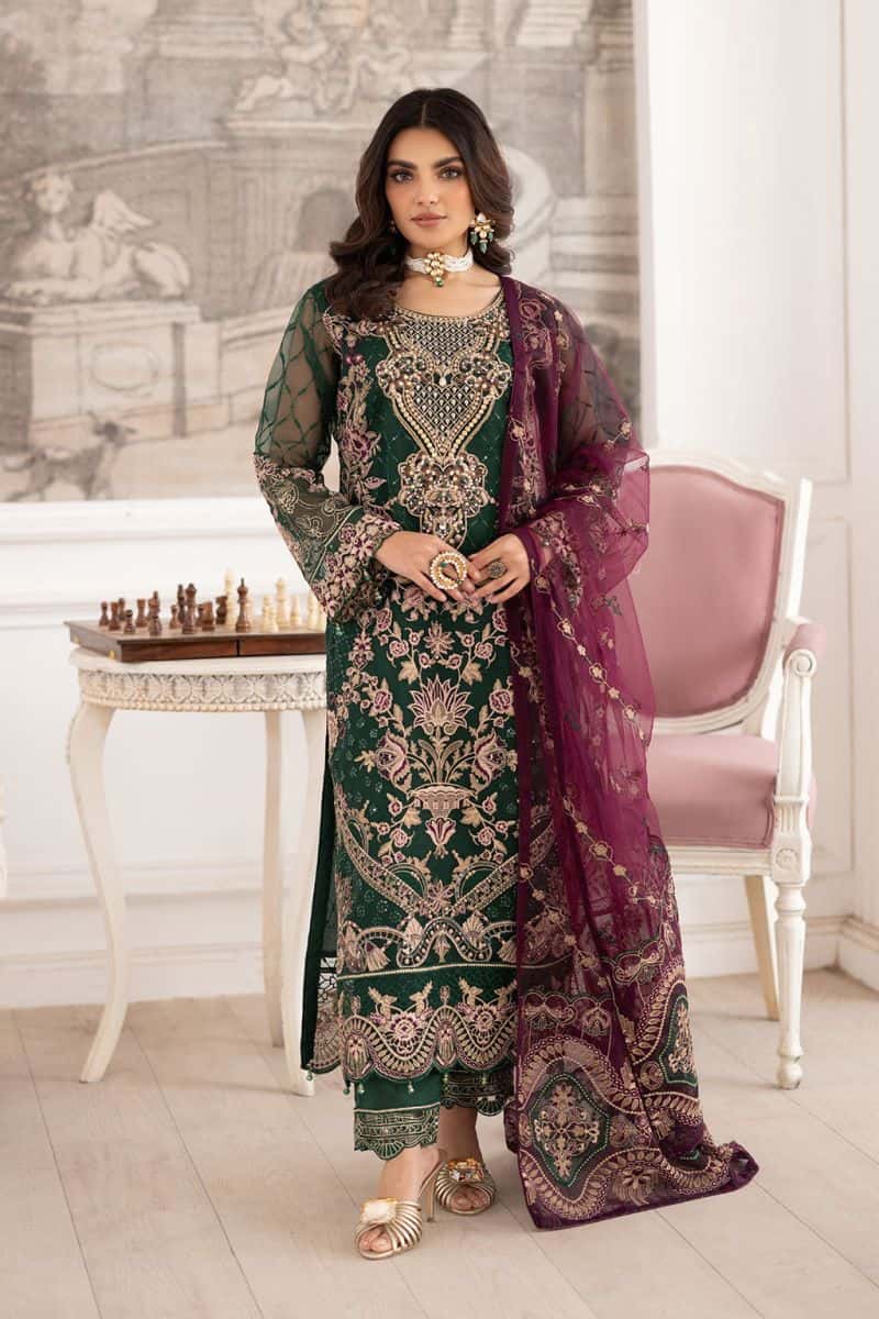 Embroidered Silk Unstitched Suit