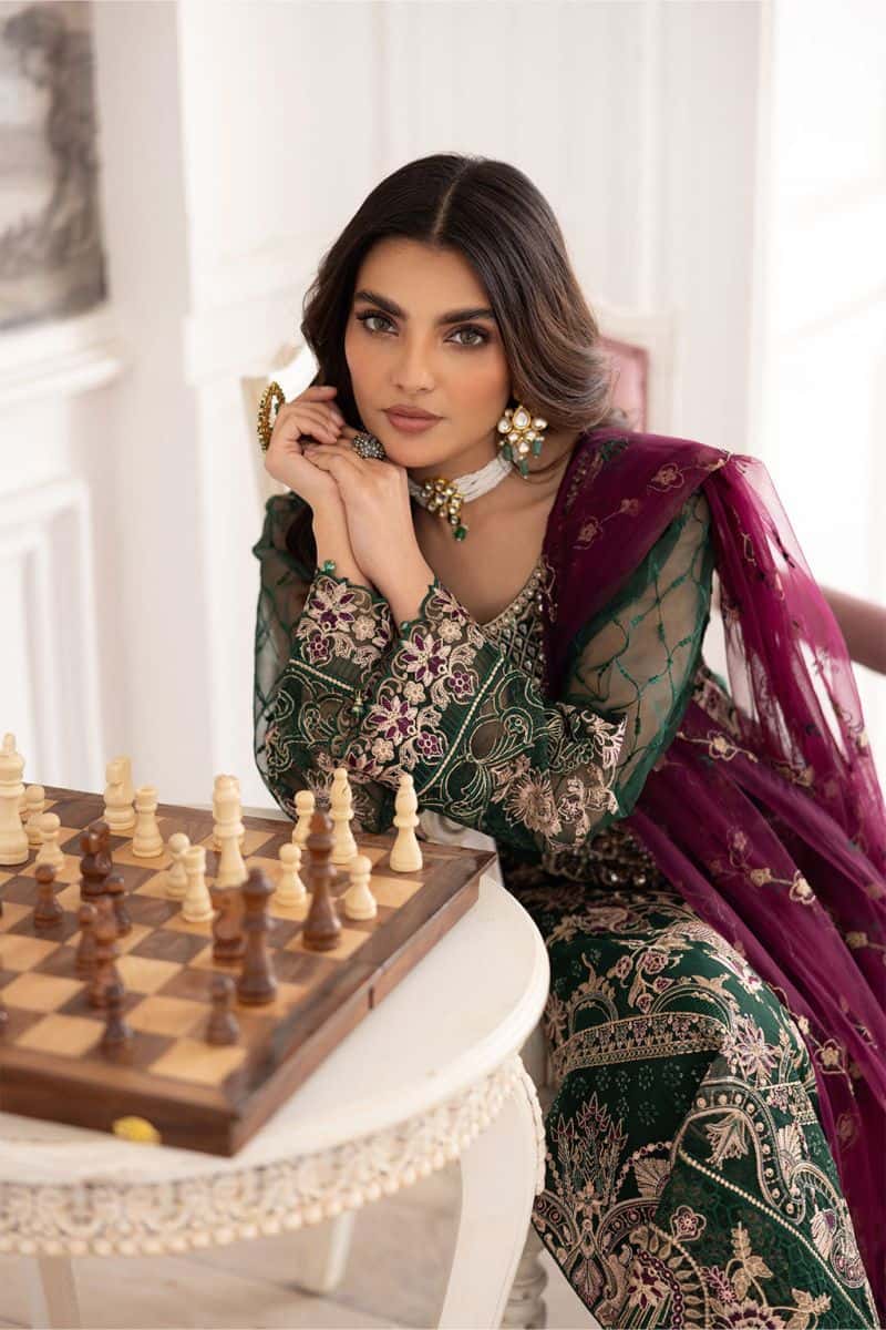 Embroidered Silk Unstitched Suit - alternate view
