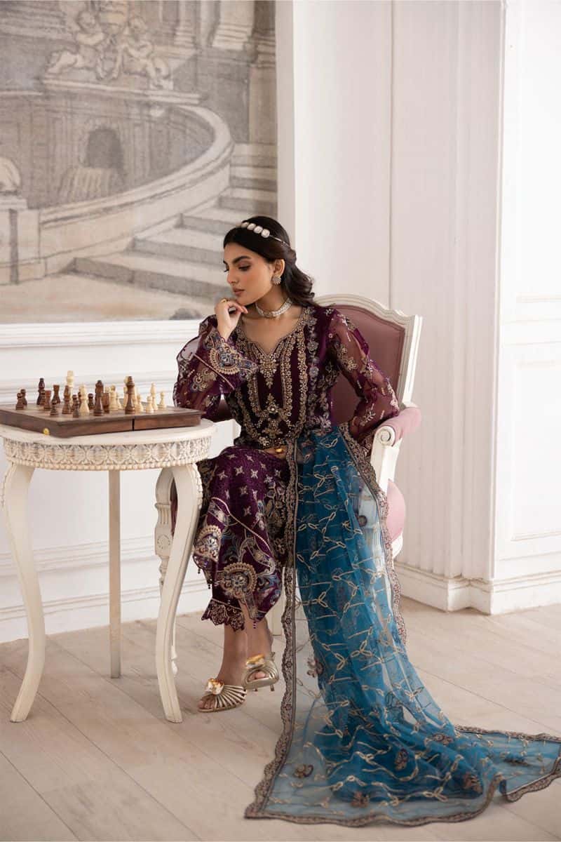 Embroidered Silk Unstitched Suit - alternate view