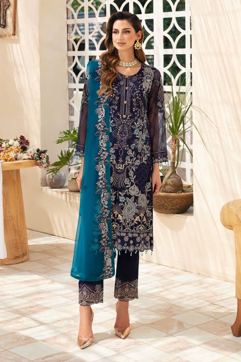 Embroidered Chiffon Unstitched Suit thumbnail