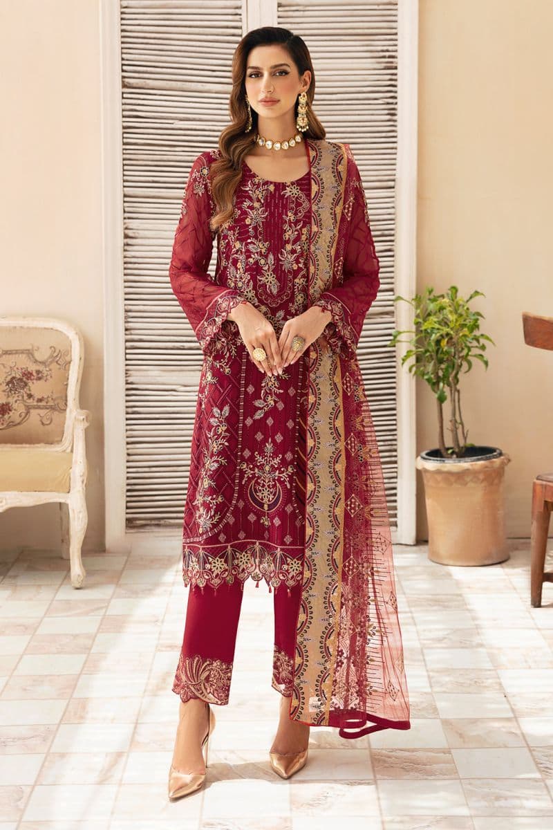 Embroidered Chiffon Unstitched Suit thumbnail
