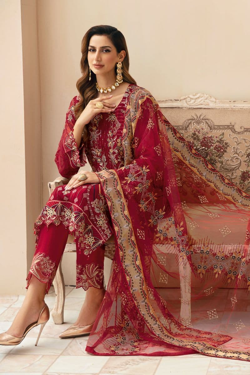 Embroidered Chiffon Unstitched Suit thumbnail