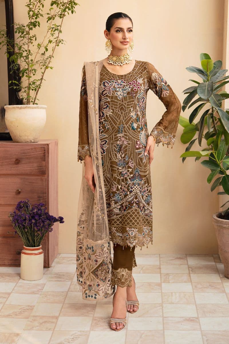 Embroidered Chiffon Unstitched Suit thumbnail