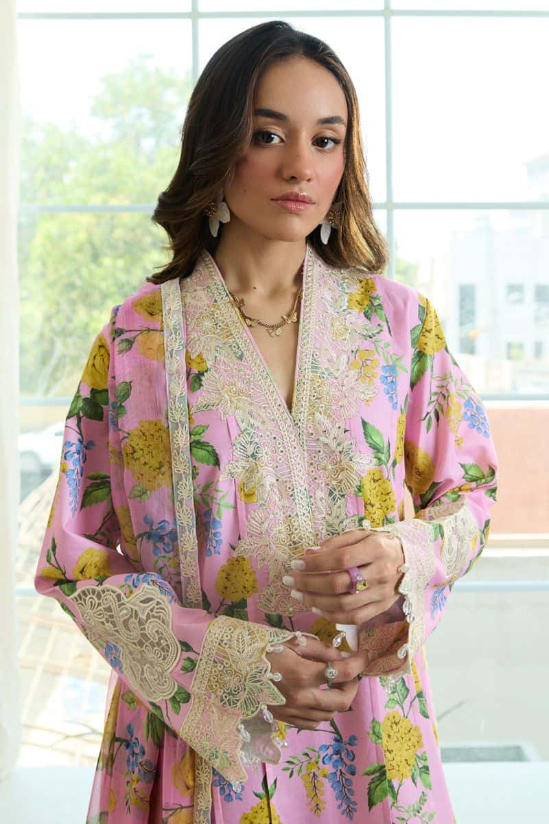 BLUSH BLOOM – 3PC LAWN & CHIFFON LUXURY PRET - alternate view