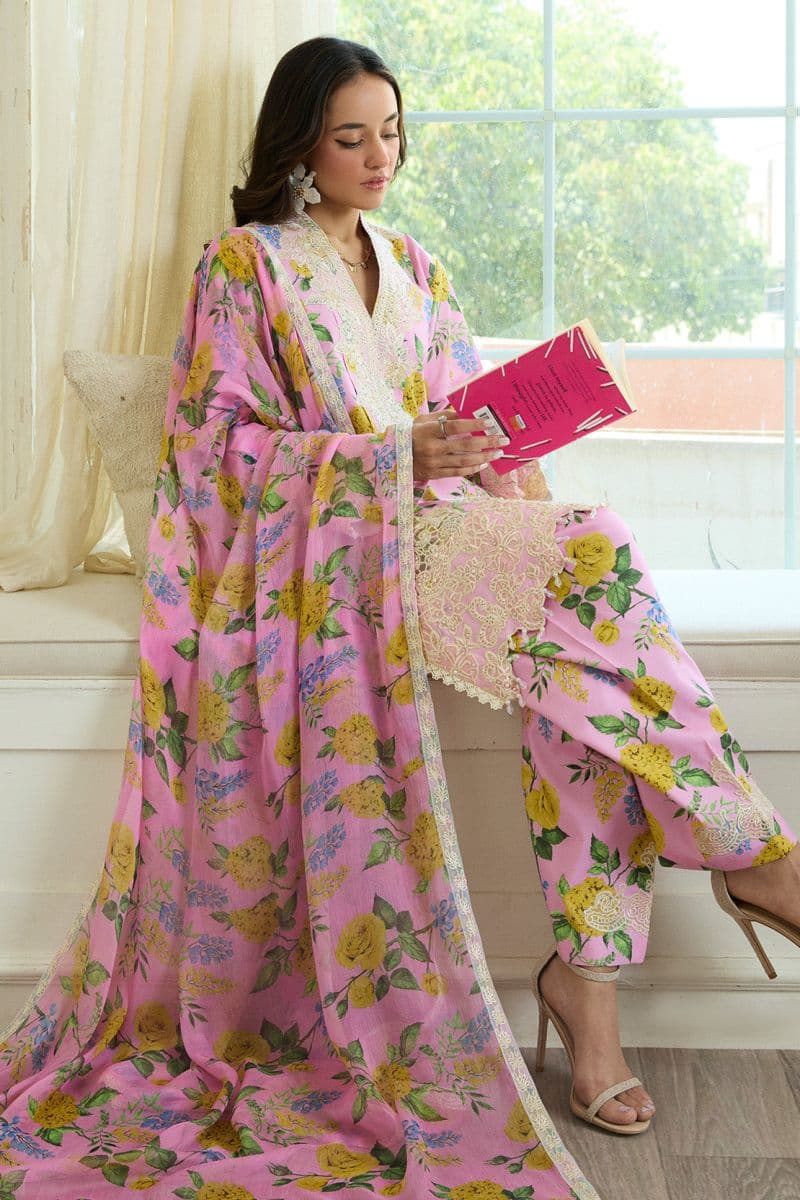 BLUSH BLOOM – 3PC LAWN & CHIFFON LUXURY PRET thumbnail