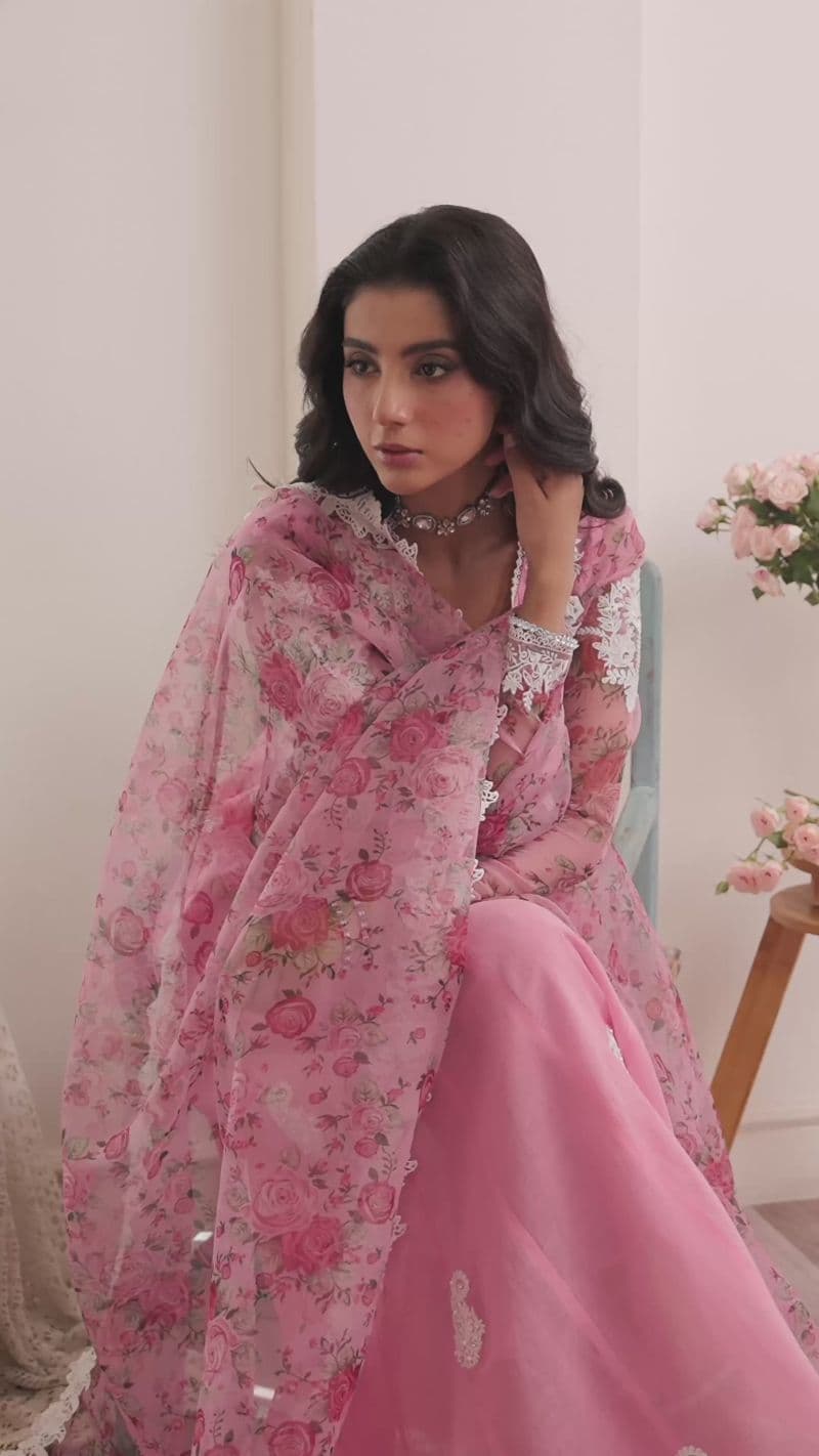 NAZAARA – 3PC PAPER COTTON & ORGANZA LUXURY PRET thumbnail