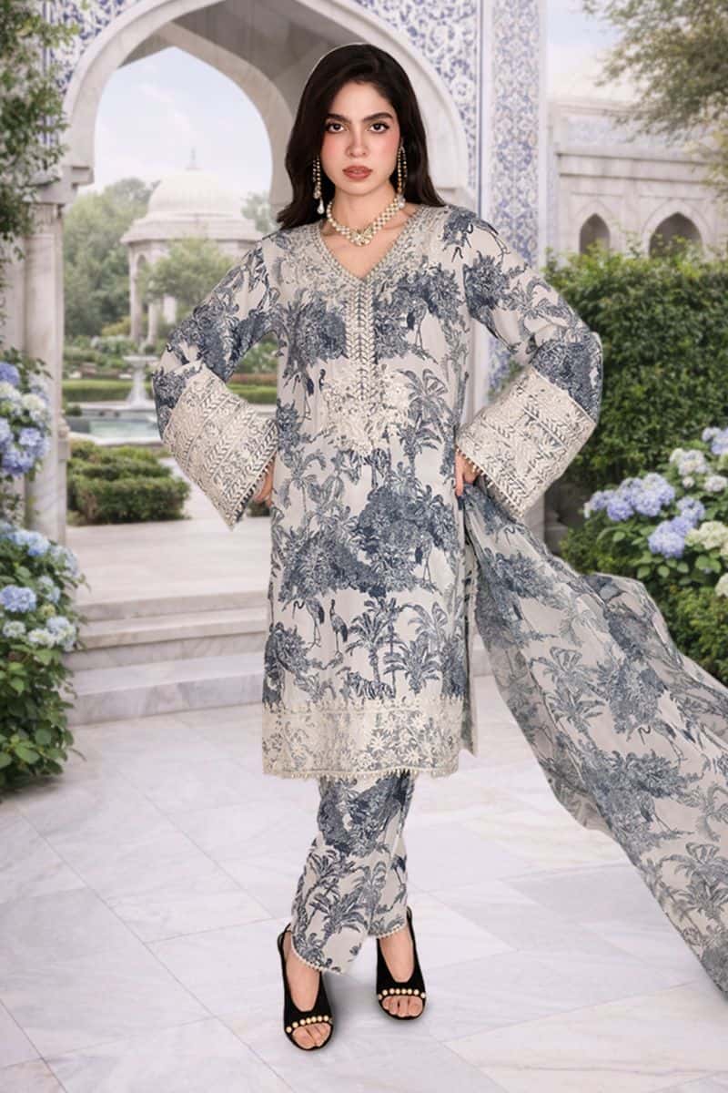 QURBAT – 3PC GRIP & CHIFFON EID FESTIVE PRET - alternate view